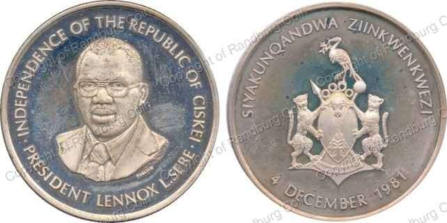*#* 1981 Ciskei Independence Silver Medallion - Lennox Sebe *#*