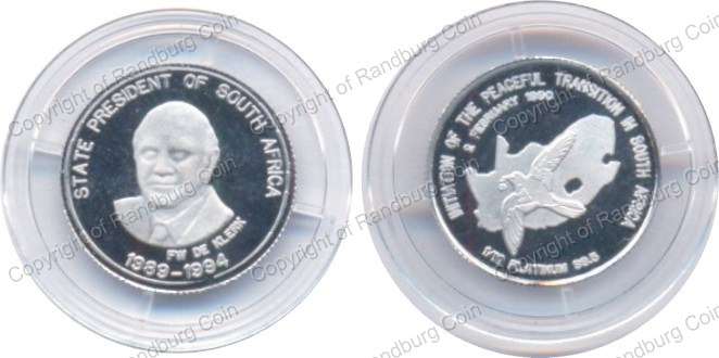*#* FW de Klerk GRC 1/10 oz Platinum Medallion - in box with Certificate *#*