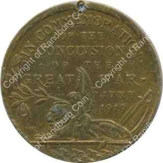 SA 1919 Roodepoort 5th anniversary of conclusion of WW1 Commemorative medal rev