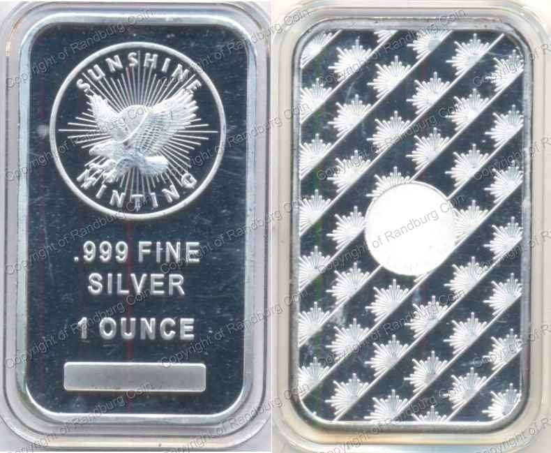 *#* Silver 1 Troy oz Sunshine Minting Bar in a soft plastic holder *#*