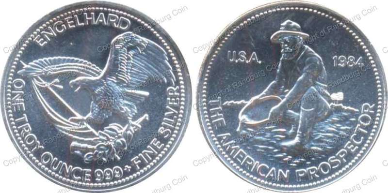 *#* USA 1984 Silver 1 oz Prospector medallion *#*