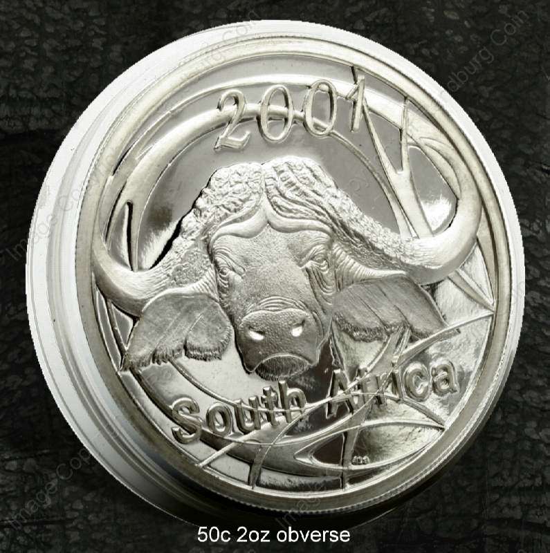 2004_SA_Silver_2oz_50c_Big_Five_X5_Coin_Set_in_Hide_Wallet_Buffalo_2001_ob