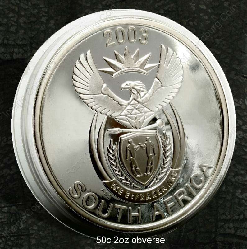 2004_SA_Silver_2oz_50c_Big_Five_X5_Coin_Set_in_Hide_Wallet_Rhino_2003_ob