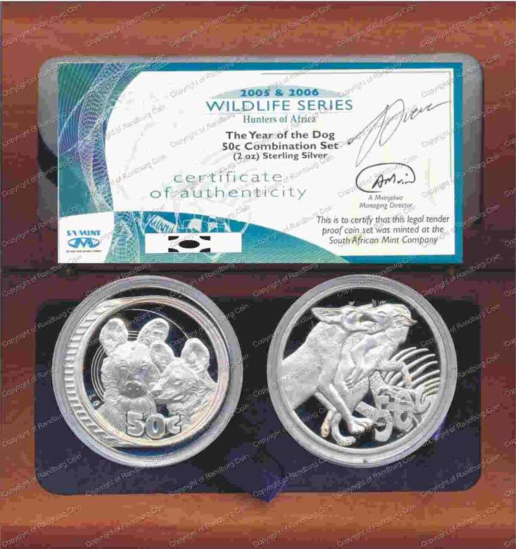 *#* 2005 and 06 Silver Proof Wildlife Year of the Dog 50 cent 2 oz Coins Set *#*