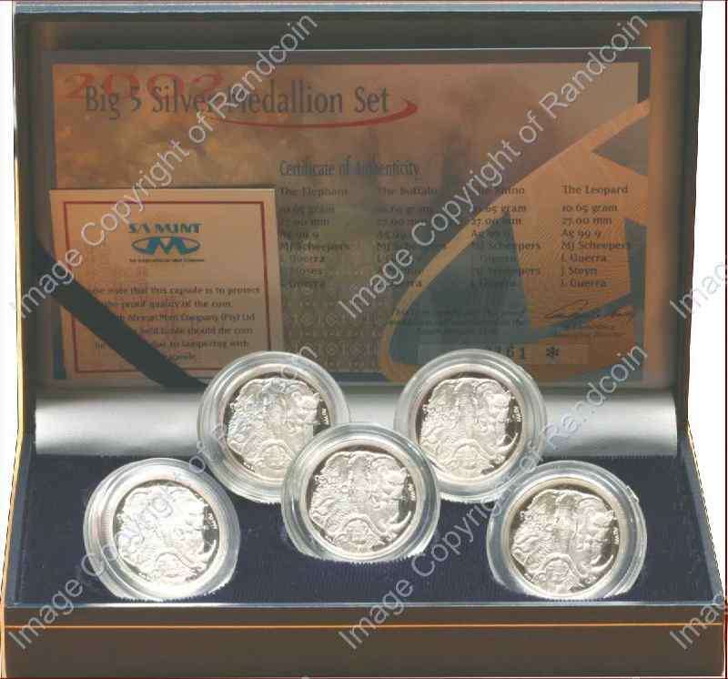 *#* 2002 Silver Proof Big Five Medallion Set *#*