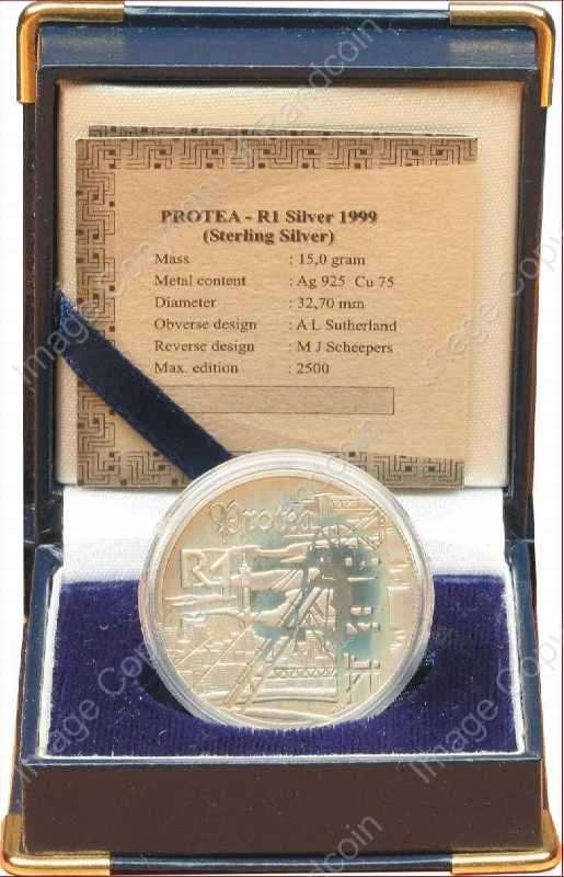 *#* 1999 SA Silver R1 Proof Gold Mining Mintage 2 617*#*