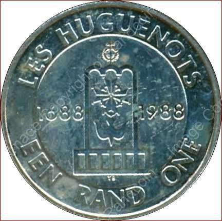 *#* SA 1988 Silver R1 Protea Uncirculated Huguenots Mintage 5 497*#*