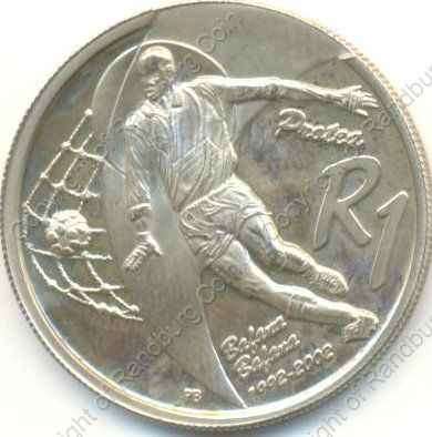 *#* 2002 SA Silver R1 Protea Uncirculated Soccer - Mintage 527!! *#*