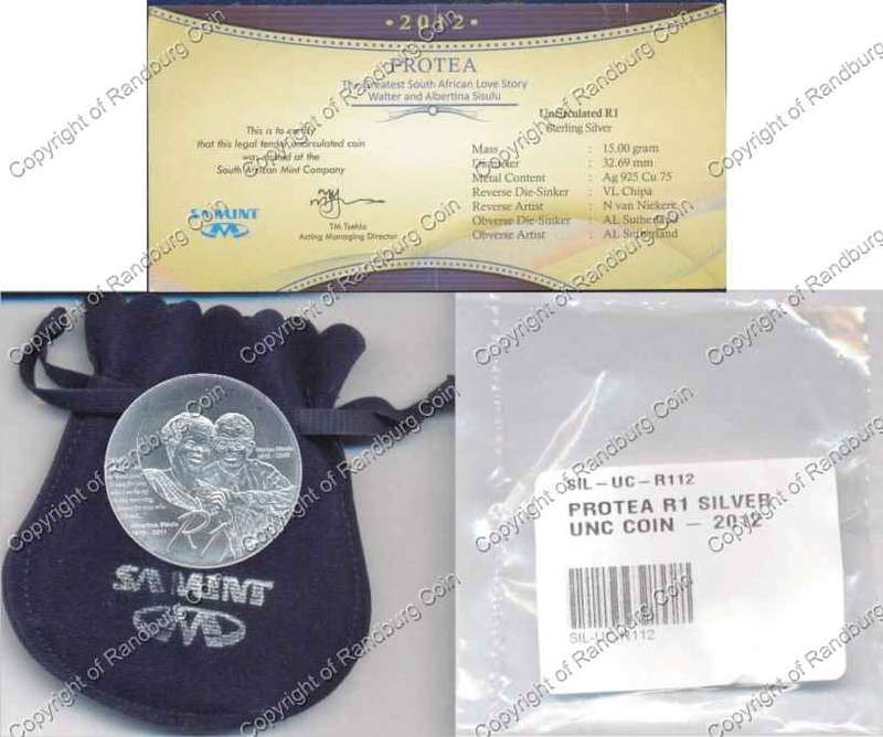 2012 UNC SA R1 Silver Walter and Albertina Sisulu - South African Love Story