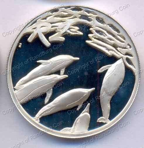 *#* SA Silver 1oz R2 Proof 2001 Dolphins Mintage 2 987 - Coin ONLY *#*