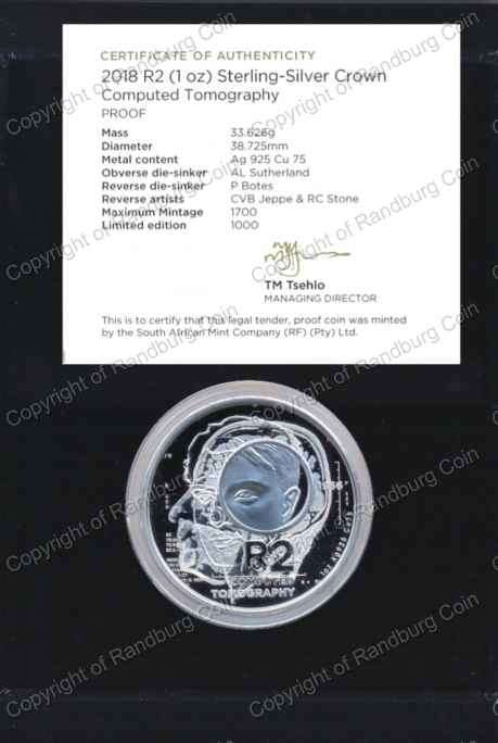 *#* 2018 SA Silver R2 Proof South African Inventions - Computed Tomography *#*