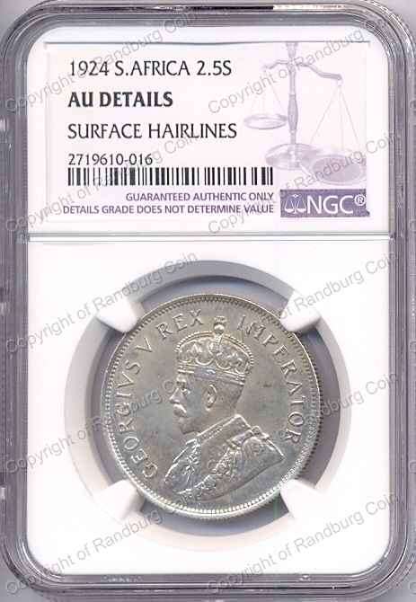 *#* 1924 SILVER HALF CROWN NGC SLABBED AU DETs SURFACE HAIRLINES *#*
