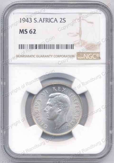 *#* 1943 SILVER SHILLING NGC SLABBED MS 62 *#*