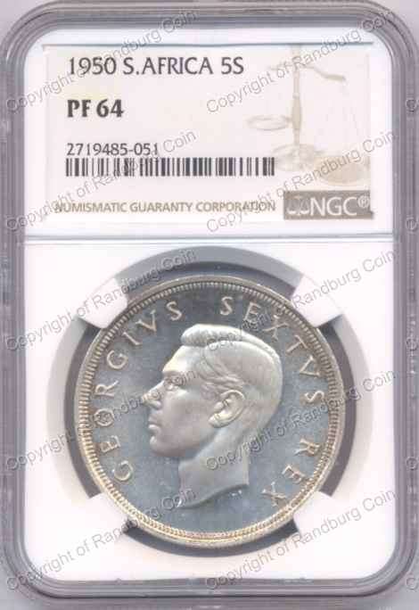 *#* 1950 SA SILVER CROWN NGC GRADED PF 64 *#*