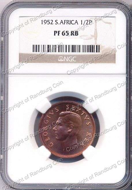 *#* 1952 NGC HALF PENNY SLABBED PF 65 RB *#*