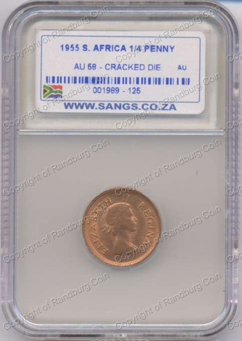 *#* 1955 FARTHING SANGS SLABBED AU58 -Cracked Die *#*