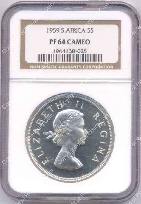 1959 Silver SA Crown NGC Graded PF 64 Cameo