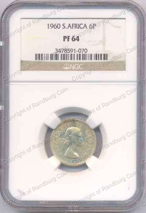 *#* 1960 SIXPENCE NGC GRADED PF 64 *#*