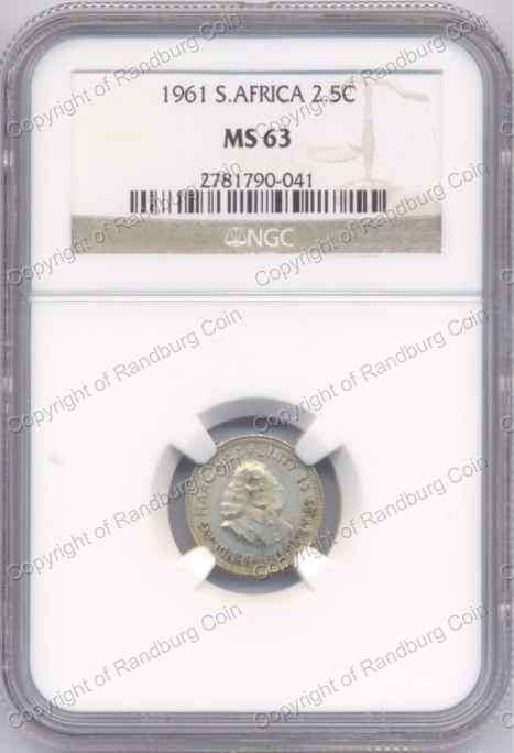 *#* 1961 SILVER TWO and a HALF CENT NGC SLABBED MS 63 *#*