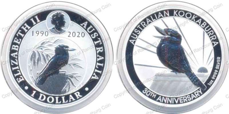 *#* 2020 Australia - 1 oz Silver - 1 Dollar Kookaburra Coin - 30th Anniversary #*