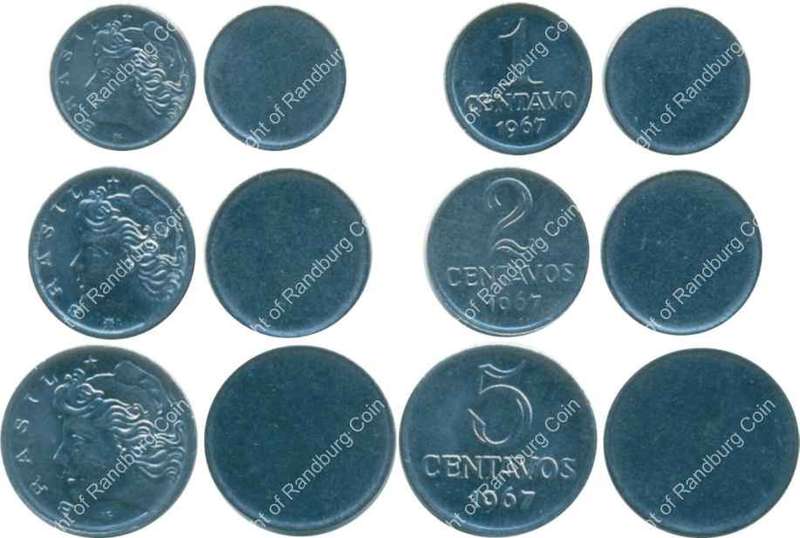 *#* Brazil 1967 1-2 and 5 centavos and blanks *#*