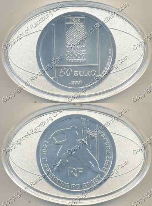 *#* France 2007 Pure Silver 1kg 50 Euro - Rugby World Cup - Coin ONLY *#*