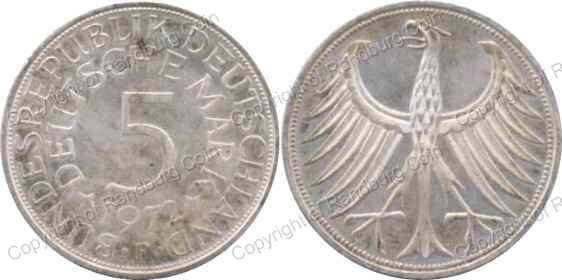*#* Germany Federal Republic 1972F Silver 5 Mark *#*
