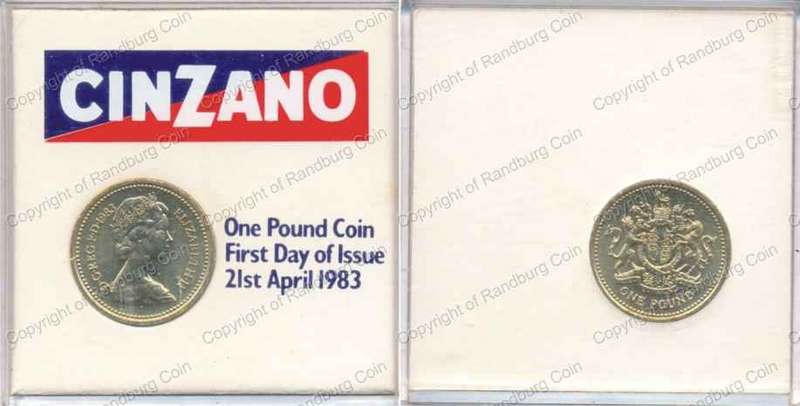 *#* Great Britain 1983 First Day of Issue One Pound coin in perspex *#*