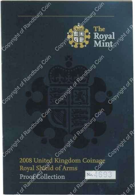 Great Britain 2008 Coinage Royal Shield of Arms Proof Collection cert