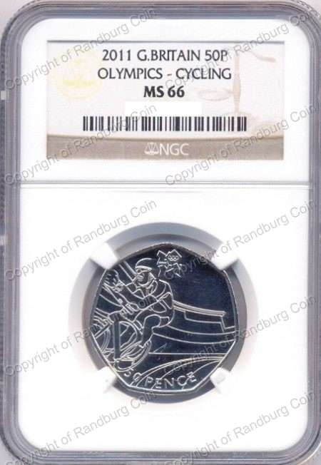 *#* Great Britain 2011 - 50 Pence Olympics Cycling NGCS Graded MS66 *#*