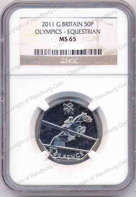 *#* Great Britain 2011 Sports Collection - 50 Pence Olympics Equestrian NGC Graded MS65 *#*