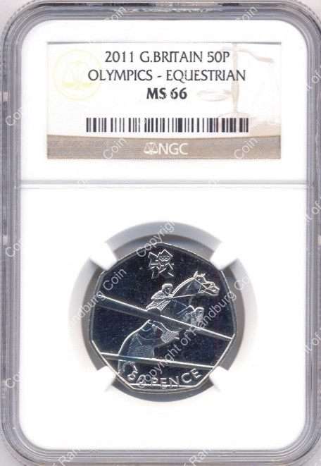 *#* Great Britain 2011 - 50 Pence Olympics Equestrian NGC MS66 POP1 sharing *#*