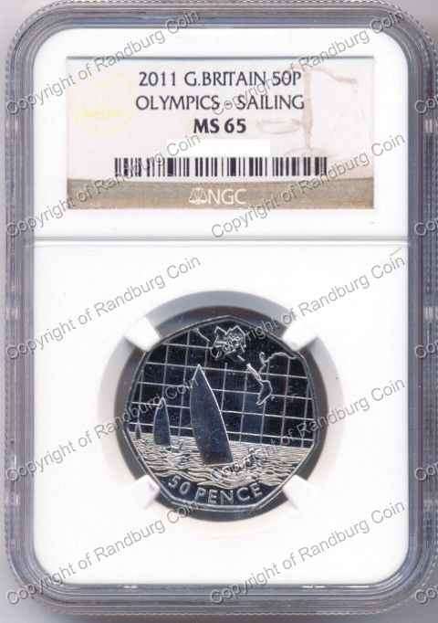 *#* Great Britain 2011 - 50 Pence Olympics Sailing NGCS Graded MS65 *#* - R1 Auction Sale