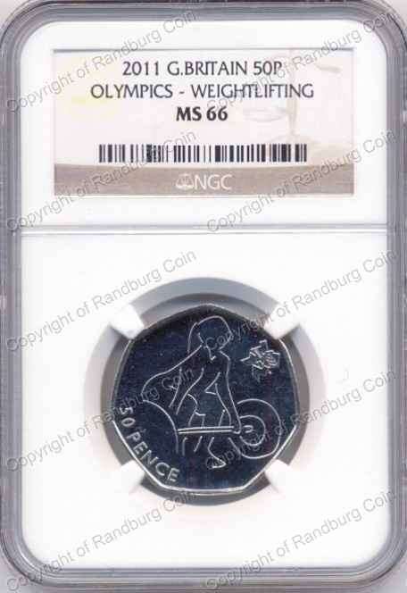 *#* Great Britain 2011 - 50 Pence Olympics Weightlifting NGC MS66 POP1 sharing *#*