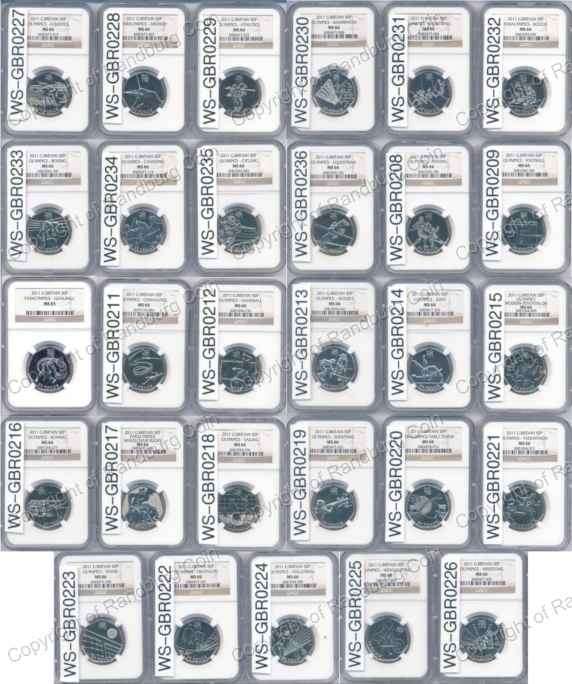 *#* Great Britain 2011 London Olympics Full Set 50 Pence Coins NGC - 28 x MS66, 1 x MS65 *#*