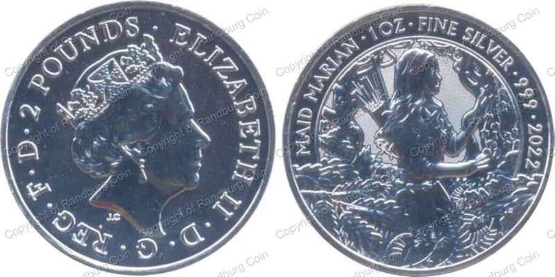 *#* Great Britain 2022 - Silver 1 oz - 2 Pounds Coin - Maid Marian *#*