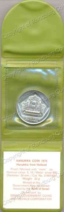 Israel_1975_Silver_PF_10_Lirot_Hanukka_Holland_ob