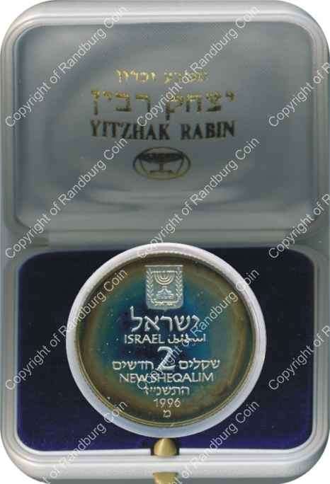 Israel 1996 silver Proof 2 New Sheqalim Yitzhak Rabin inob