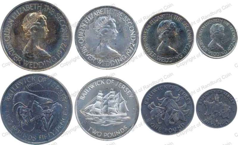 *#* Jersey 1972 Silver Coins Set - 25th Wedding Anniversary of the Queen *#*