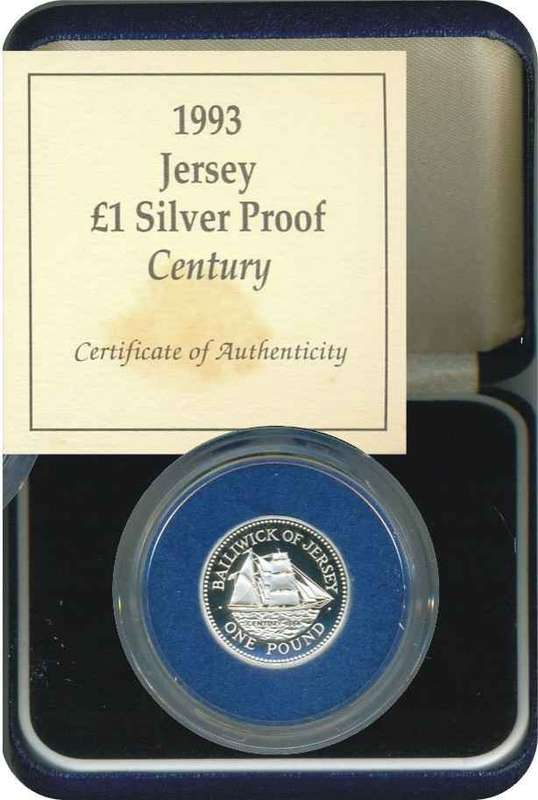 *#* Jersey 1993 Proof Silver 1 Pound - Brigantine - Century *#*