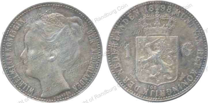 *#* Netherlands 1898 Silver 1 Gulden - CV $55-$125*#*