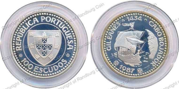 *#* Portugal 1987 Africa Unveiled Cape Bojador Silver (STG. - 16.5gr) Proof 100 Escudos *#*
