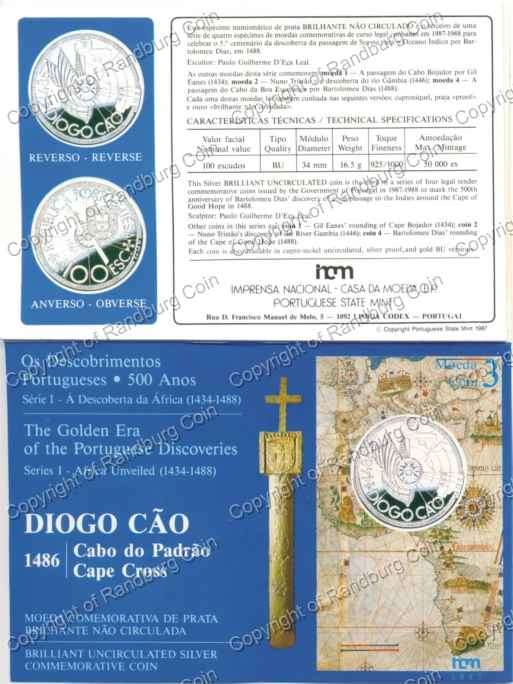 *#* Portugal 1987 Africa Unveiled Cape Cross Silver 100 Escudos *#*