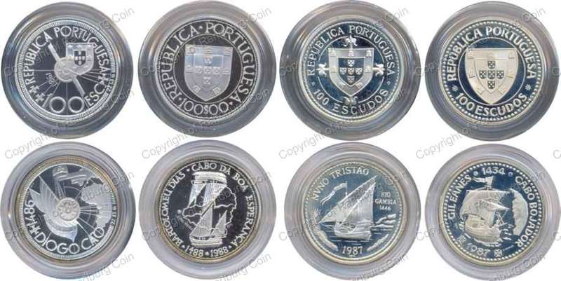Portugal 1987/8 Silver (Stg-66.0gr) Golden Age of Discoveries Series 1-Africa Unveiled in box+cert