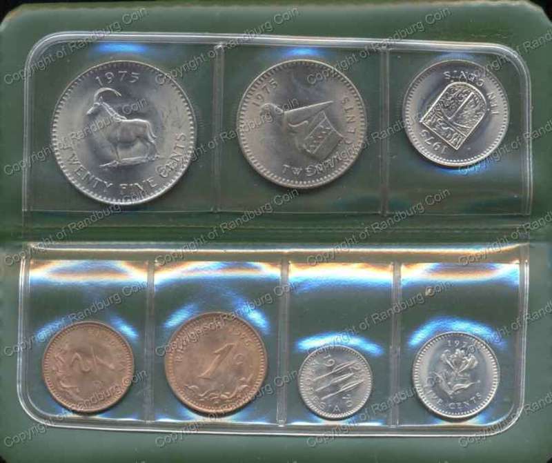 *#* Rhodesia mainly 1975 Uncirculated Coin Set in green folder - denominations as per description*#*