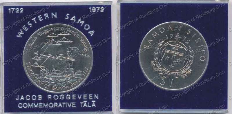 *#* Samoa 1972 One Tala - Roggeveens Pacific Voyage in a perspex holder *#*