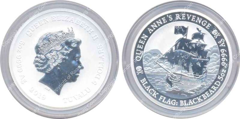 *#* Tuvalu 2019 - 5 oz Pure Silver - 5 Dollars - Pirate Ship *#*