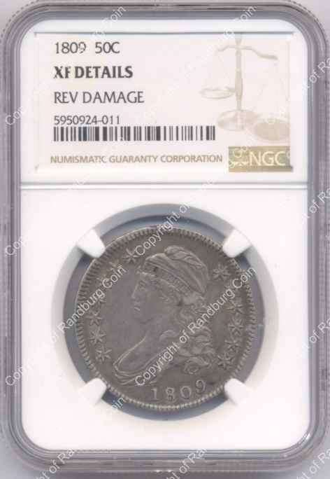 *#*USA 1809 - Silver 50 Cent - XF Details - Rev Damaged *#*