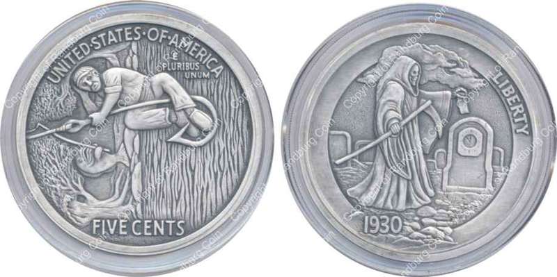 *#* USA 5 oz Pure Antigue Silver - Hobo Nickel (Graveyard Shift) *#*
