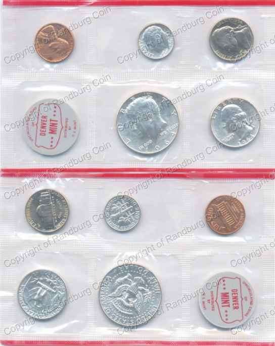 *#* USA 1964 - Denver Mint Set with 3 silver coins in it *#*